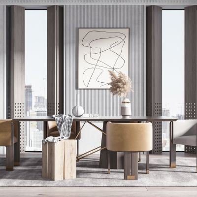 现代餐桌椅组合