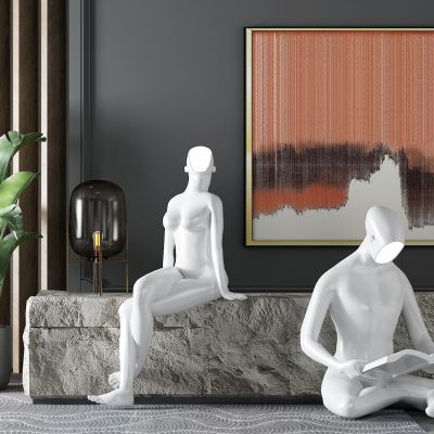 后现代人物雕塑 盆栽 异型灯