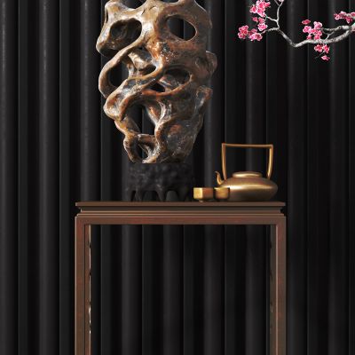 中式石雕 梅花 摆件