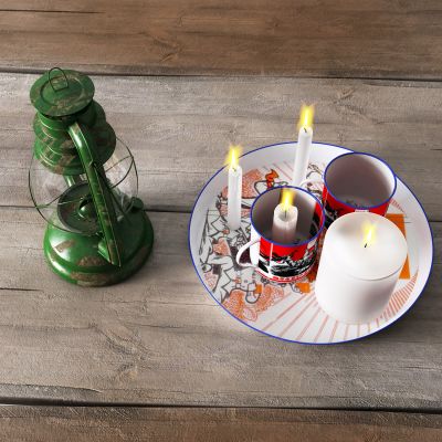 工业风煤油灯 蜡烛 搪瓷碗