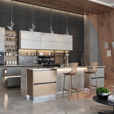 后现代厨房 橱柜 吧台
