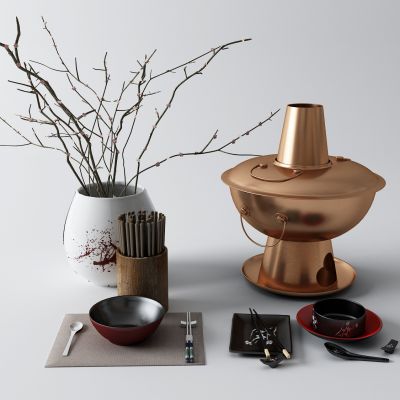 新中式铜火锅 碗筷 火锅