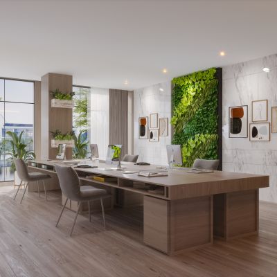 现代北欧轻奢风格简约办公室办公区