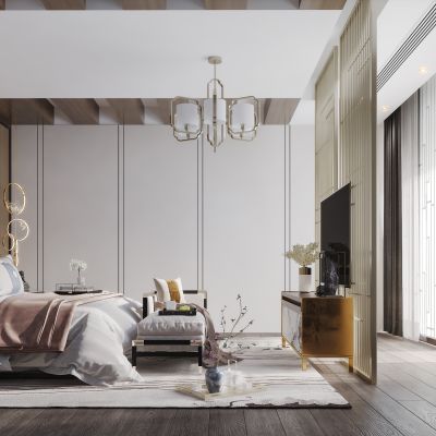 新中式现代简约轻奢风格卧室