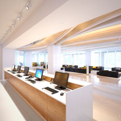 奢华五星级酒店写字楼大堂内部场景
