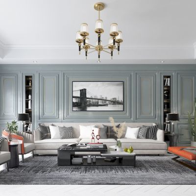 美式客厅 组合沙发