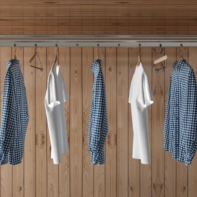 现代晾衣架 衣服 防腐木