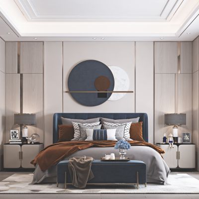 现代轻奢卧室3D家装
