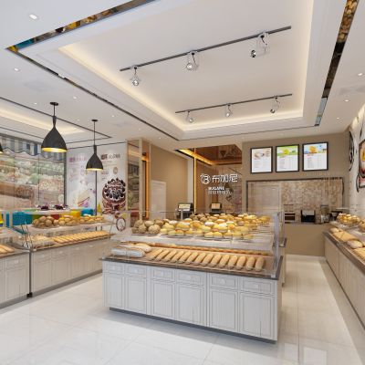 现代蛋糕店 面包 货架