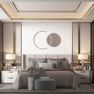 现代轻奢卧室3D家装
