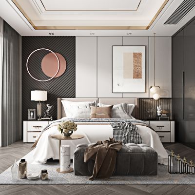 现代轻奢卧室3D家装
