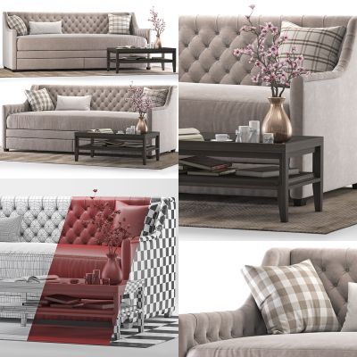 沙发茶几花瓶组合