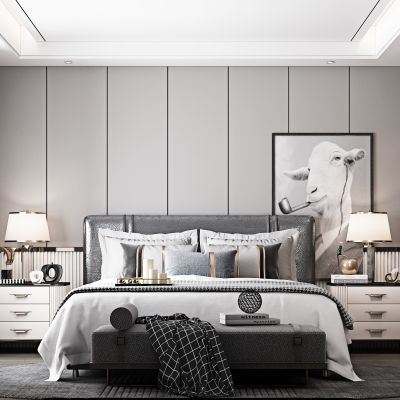 现代轻奢卧室3D家装场景