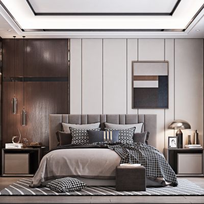 现代轻奢卧室3D家装场景