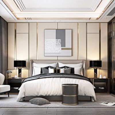 现代轻奢卧室3D家装场景