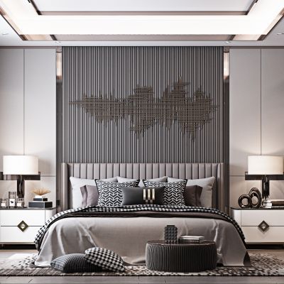 现代轻奢卧室3D家装场景