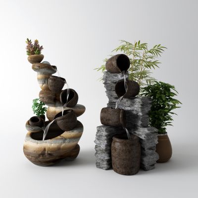 中式瓦罐流水小品