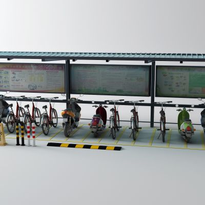 现代停车棚 自行车 电瓶车