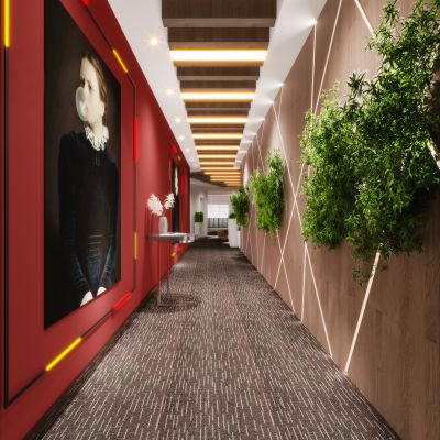 现代简约轻奢北欧风格办公酒店走廊过道