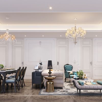 欧式客厅餐厅