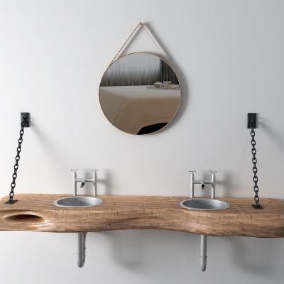 工业风台盆 镜子