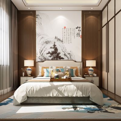 新中式卧室，卧室，主卧，