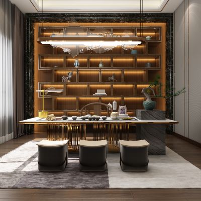 新中式茶室，茶室，饮茶，