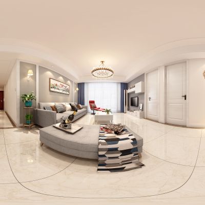 现代家装客餐厅360全景