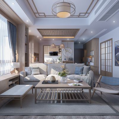 日式客餐厅+入户+厨房