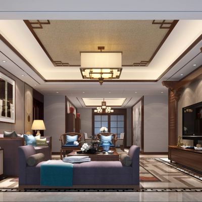 凯旋门中式客厅