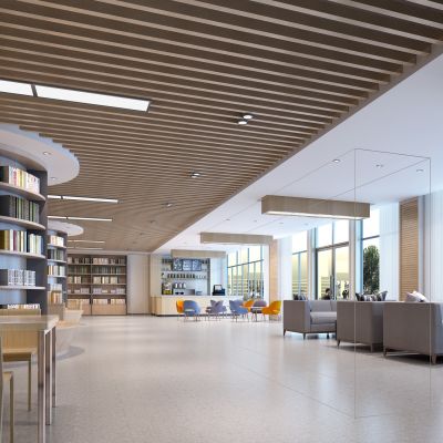  现代学校书吧阅览室