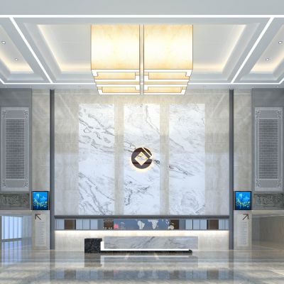 徽派风格建设银行大厅