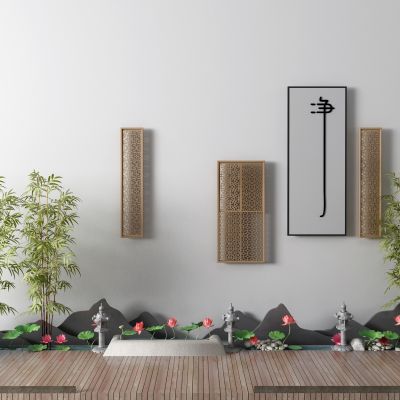 新中式竹子 石灯 荷花