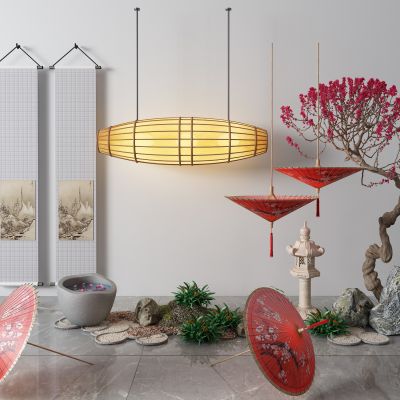 新中式伞  园艺小品 梅花