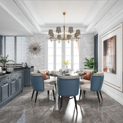 美式轻奢客厅餐厅