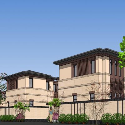 山地别墅合院建模