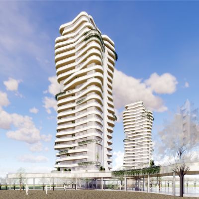 现代高层豪宅+曲面