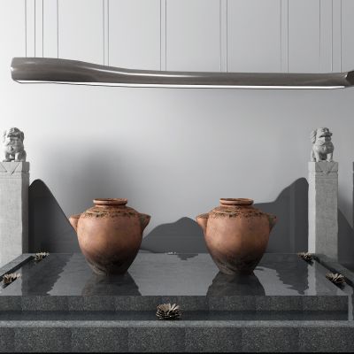 中式水景 石狮子 景观小品