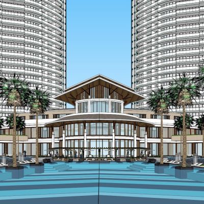 亲水湾现代风格高层会所模型方案