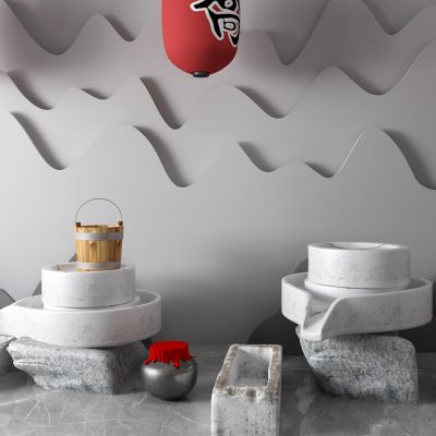 新中式石磨 酒坛