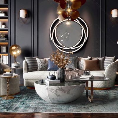 简欧轻奢沙发茶几组合