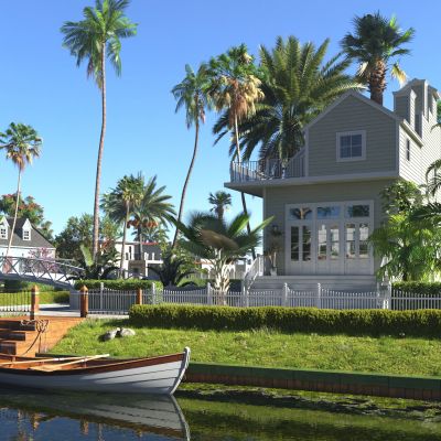 高品质别墅豪宅建筑外部景观