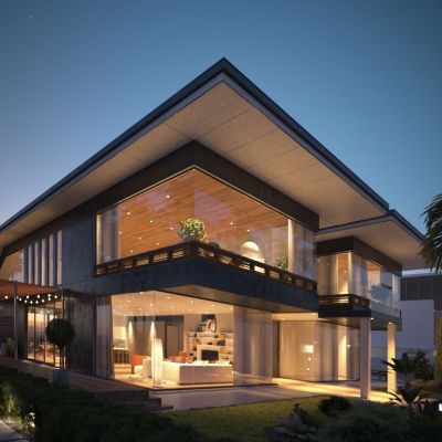 高品质别墅豪宅建筑外部景观