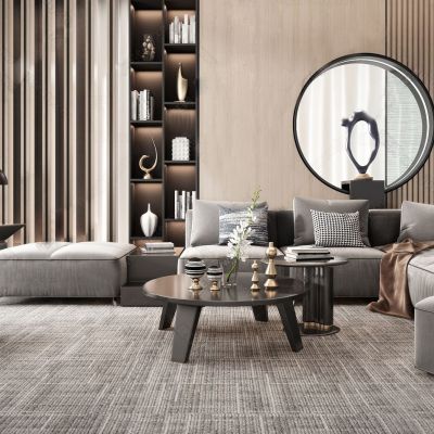 现代高级灰沙发茶几组合