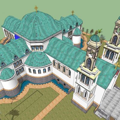 教堂Byzantine+Church+with+tower