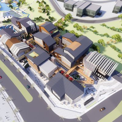 重庆江北嘴绿苑风情中式商业街总图模型