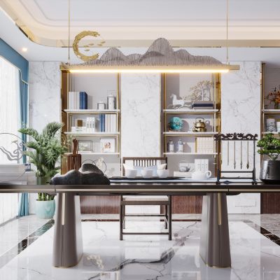 新中式现代简约轻奢风格书房