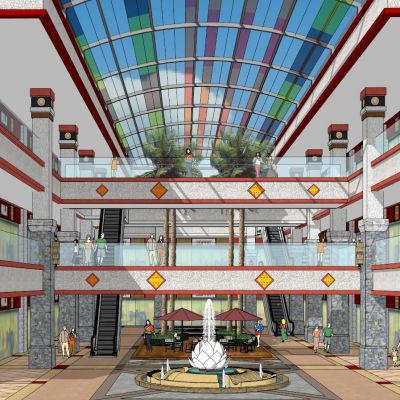 藏式商业中庭室内