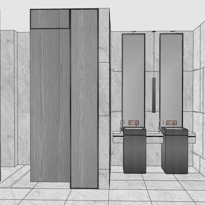 现代北欧轻奢公共卫生间