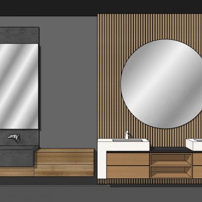 现代轻奢北欧民宿艺术洗手台